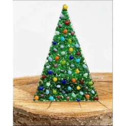 Rainbow Glass Christmas Tree Tealight Candle Holder