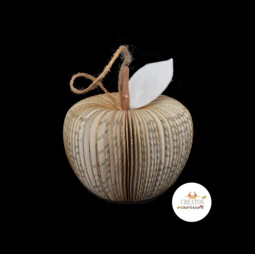 Christmas Tree Decoration - Gold Apple Made From A Book -Christmas Homeware & Accessories Shop featureditemlargei 252