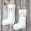 Christmas White & Gold Glitter Letter Family Stocking- Bulk Discount!