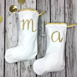 Christmas White & Gold Glitter Letter Family Stocking- Bulk Discount!