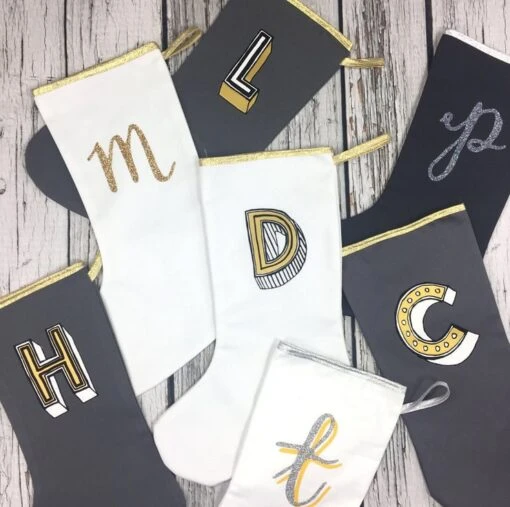 Christmas White & Gold Glitter Letter Family Stocking- Bulk Discount! -Christmas Homeware & Accessories Shop featureditemlargei 270