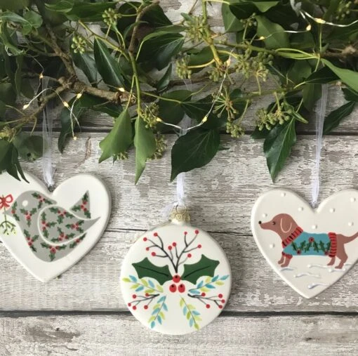 Hand Painted Flat Christmas Bauble With Holly And Berries Design -Christmas Homeware & Accessories Shop featureditemlargei 311