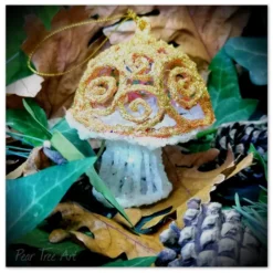 Gold Toadstool Christmas Decoration