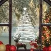 SWIRLY CHRISTMAS TREE Window Wall Vinyl Decal Sticker