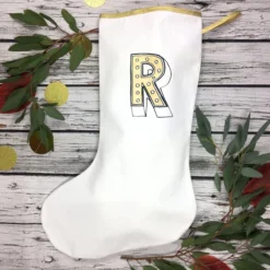 Personalized Christmas Stocking- White Holiday Decoration, Custom Initial Xmas -Christmas Homeware & Accessories Shop featureditemlargei 352