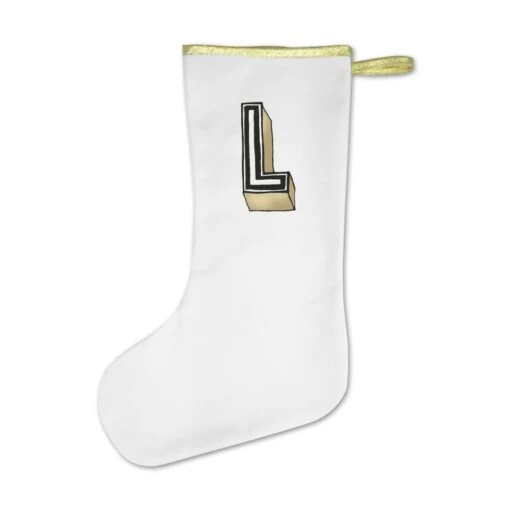 Personalized Christmas Stocking- White Holiday Decoration, Custom Initial Xmas -Christmas Homeware & Accessories Shop featureditemlargei 355