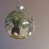 Glass Christmas Bauble, Large 'rabbits At Christmas' Hand Painted Bauble