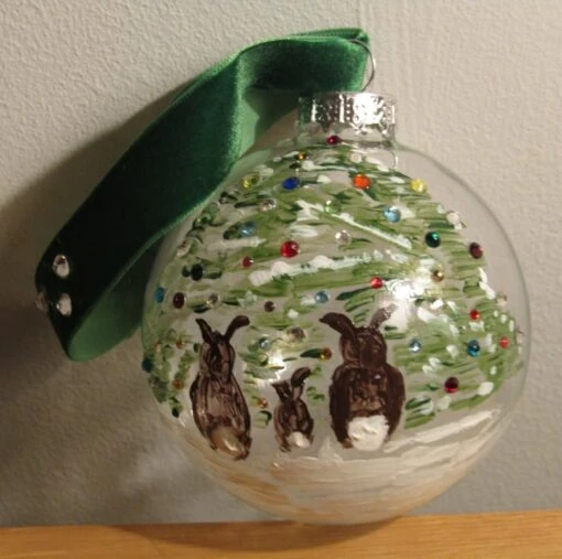 Glass Christmas Bauble, Large 'rabbits At Christmas' Hand Painted Bauble 5 Glass Christmas Bauble, Large 'rabbits At Christmas' Hand Painted Bauble -Christmas Homeware & Accessories Shop featureditemlargei 369