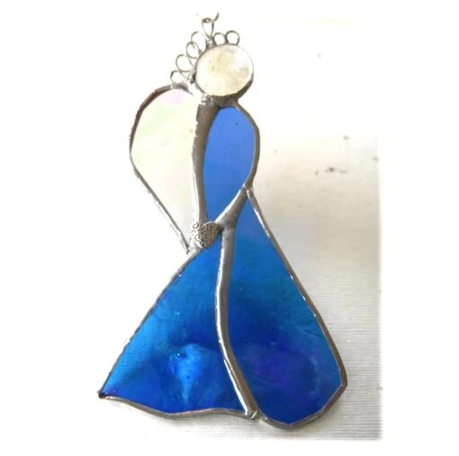 Angel Suncatcher Stained Glass Heart Iridescent Blue Christmas 038 -Christmas Homeware & Accessories Shop featureditemlargei 379
