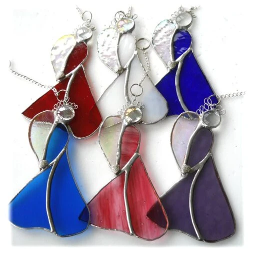 Angel Suncatcher Stained Glass Heart Iridescent Blue Christmas 038 -Christmas Homeware & Accessories Shop featureditemlargei 380