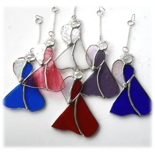 Angel Suncatcher Stained Glass Heart Iridescent Blue Christmas 038 -Christmas Homeware & Accessories Shop featureditemlargei 381