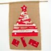 Hessian Red Ribbon Christmas Tree And Presents Wall Hanging Decoration