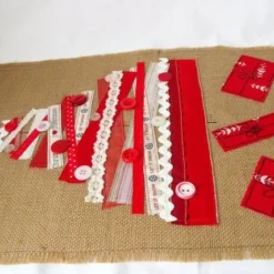 Hessian Red Ribbon Christmas Tree And Presents Wall Hanging Decoration -Christmas Homeware & Accessories Shop featureditemlargei 393