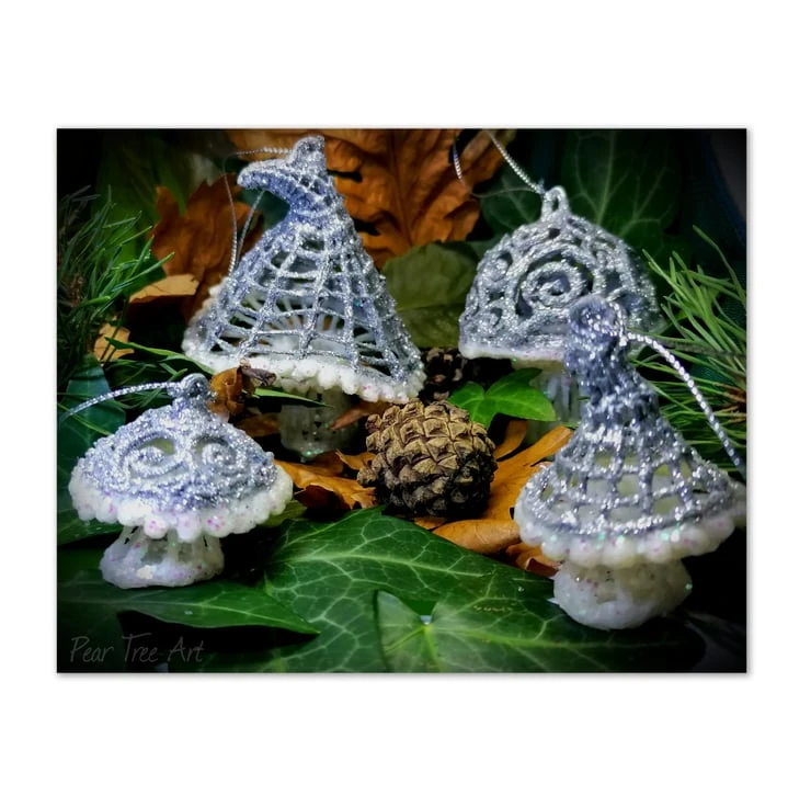 Silver Toadstool Christmas Decoration 3 Silver Toadstool Christmas Decoration - Image 3