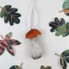 Orange Birch Bolete Hanging Ornament, Mushroom Decoration For Christmas Tree.