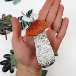 Orange Birch Bolete Hanging Ornament, Mushroom Decoration For Christmas Tree. 3 Orange Birch Bolete Hanging Ornament, Mushroom Decoration For Christmas Tree. -Christmas Homeware & Accessories Shop featureditemlargei 400