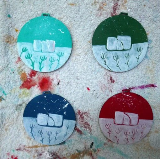 Blue Christmas Bauble, Hand-painted Hanging Decoration, Winter Landscape -Christmas Homeware & Accessories Shop featureditemlargei 424