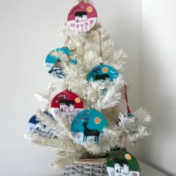 Blue Christmas Bauble, Hand-painted Hanging Decoration, Winter Landscape -Christmas Homeware & Accessories Shop featureditemlargei 425