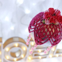 Silver And Dark Pink Crochet Lace Vintage Style Christmas Bauble, F4 -Christmas Homeware & Accessories Shop featureditemlargei 453