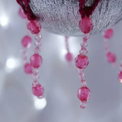 Silver And Dark Pink Crochet Lace Vintage Style Christmas Bauble, F4 -Christmas Homeware & Accessories Shop featureditemlargei 455