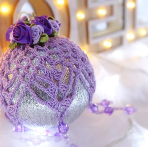 Silver And Lilac Crochet Lace Vintage Style Christmas Bauble, D4 -Christmas Homeware & Accessories Shop featureditemlargei 462