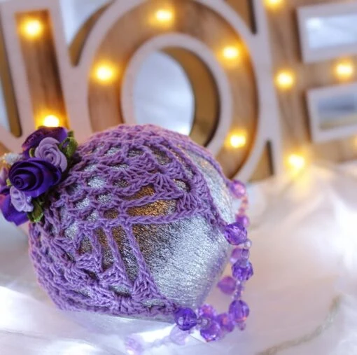 Silver And Lilac Crochet Lace Vintage Style Christmas Bauble, D4 -Christmas Homeware & Accessories Shop featureditemlargei 464
