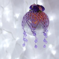 Silver And Lilac Crochet Lace Vintage Style Christmas Bauble, D4 -Christmas Homeware & Accessories Shop featureditemlargei 468