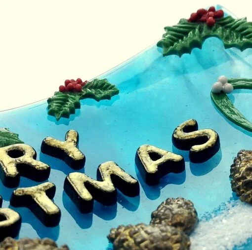 Handmade Fused Glass 3D Merry Christmas Free Standing Curved Picture Decoration -Christmas Homeware & Accessories Shop featureditemlargei 474