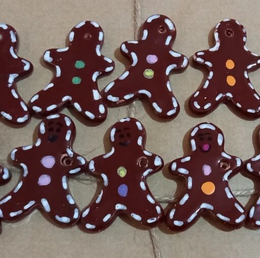 Mini Ceramic Gingerbread Men For Christmas Trees Or Gift Wrapping