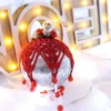 Silver And Red Crochet Lace Vintage Style Christmas Bauble, C4