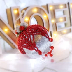 Silver And Red Crochet Lace Vintage Style Christmas Bauble, C4 -Christmas Homeware & Accessories Shop featureditemlargei 496