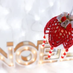 Silver And Red Crochet Lace Vintage Style Christmas Bauble, C4 -Christmas Homeware & Accessories Shop featureditemlargei 497