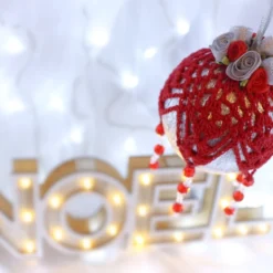 Silver And Red Crochet Lace Vintage Style Christmas Bauble, C4 -Christmas Homeware & Accessories Shop featureditemlargei 498