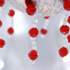 Silver And Red Crochet Lace Vintage Style Christmas Bauble, C4 -Christmas Homeware & Accessories Shop featureditemlargei 501