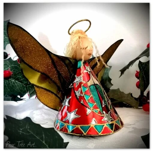 Large: Red Tin Angel Christmas Tree Topper -Christmas Homeware & Accessories Shop featureditemlargei 514