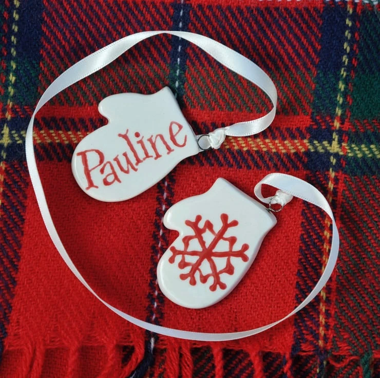 Christmas White Mittens - Hand Made 1 Christmas White Mittens - Hand Made