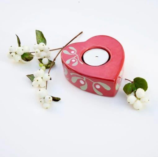 Red Mistletoe Christmas Tea Light Holder - Hand Painted 8 Red Mistletoe Christmas Tea Light Holder - Hand Painted -Christmas Homeware & Accessories Shop featureditemlargei 554