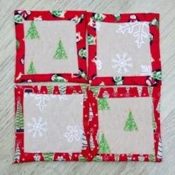 Fun Quilted Christmas Coasters Featuring Tree And Snowflake Designs. -Christmas Homeware & Accessories Shop featureditemlargei 559