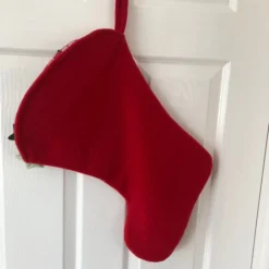 Red Felted Christmas Stocking With Fabric Holly Leaves & Robin Embellishment -Christmas Homeware & Accessories Shop featureditemlargei 570