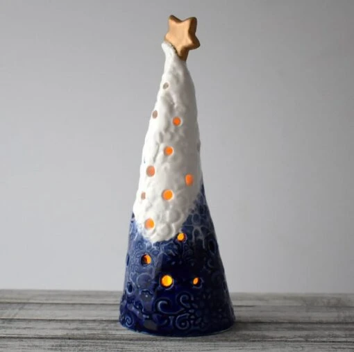 A309 Ceramic Christmas Tree Tea Light Holder (UK Postage Free)