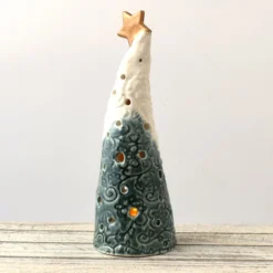 A322 Ceramic Christmas Tree Tea Light Holder (UK Postage Free)