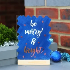 Be Merry & Bright Christmas Xmas 15x20cm A5 Acrylic SIGN Home Decor Shop Salon