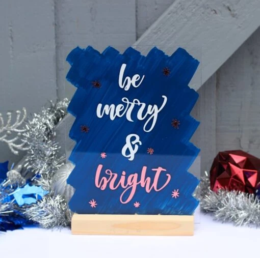 Be Merry & Bright Christmas Xmas 15x20cm A5 Acrylic SIGN Home Decor Shop Salon -Christmas Homeware & Accessories Shop featureditemlargei 594