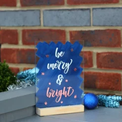 Be Merry & Bright Christmas Xmas 15x20cm A5 Acrylic SIGN Home Decor Shop Salon -Christmas Homeware & Accessories Shop featureditemlargei 595