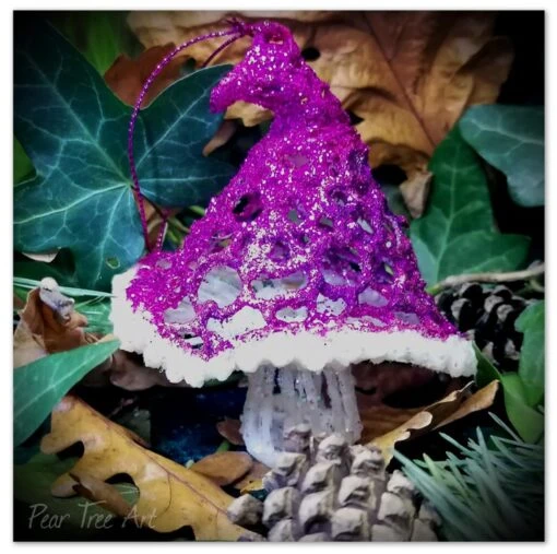 Pink Toadstool Christmas Tree Decoration