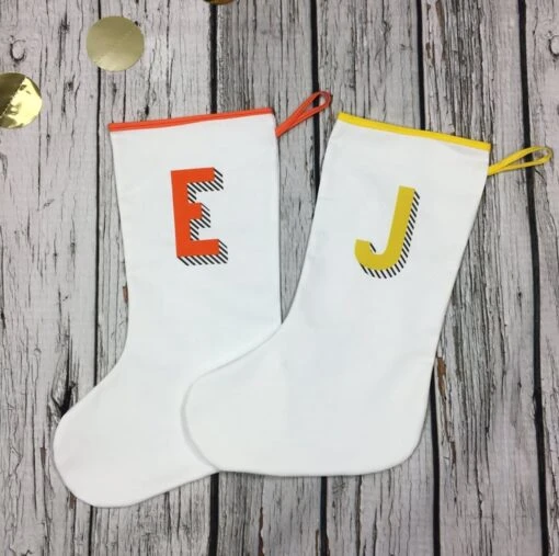Rainbow Christmas Stocking- Personalised Holiday Decoration, Custom Initial Xmas -Christmas Homeware & Accessories Shop featureditemlargei 614