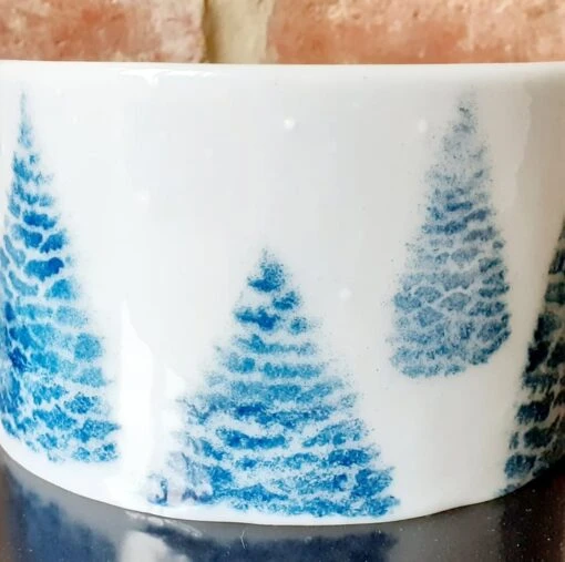 Fused Glass Winter Christmas Snow Scene Freestanding Curved Arch Panel