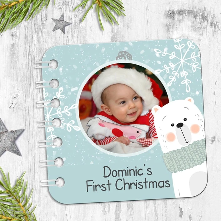 Personalised Baby Board Book 'Festive Bear', Handmade Christmas Toddler Gift 1 Personalised Baby Board Book 'Festive Bear', Handmade Christmas Toddler Gift