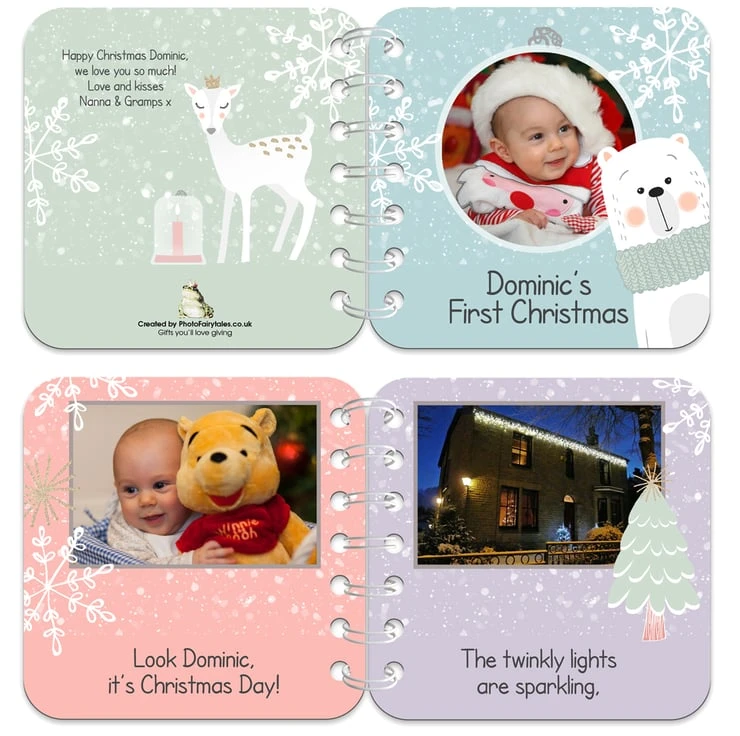 Personalised Baby Board Book 'Festive Bear', Handmade Christmas Toddler Gift 2 Personalised Baby Board Book 'Festive Bear', Handmade Christmas Toddler Gift - Image 2