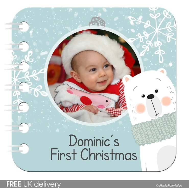 Personalised Baby Board Book 'Festive Bear', Handmade Christmas Toddler Gift 5 Personalised Baby Board Book 'Festive Bear', Handmade Christmas Toddler Gift - Image 5